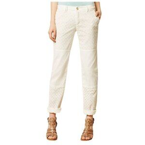 Pilcro and the Letterpress White Hyphen Anthropologie 31 Eyelet Embroidered Pant